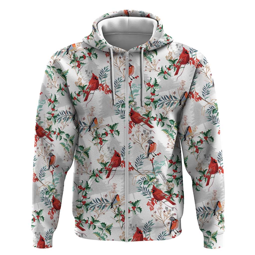 Cardinal Christmas White Hoodie Xmas Pattern LT01