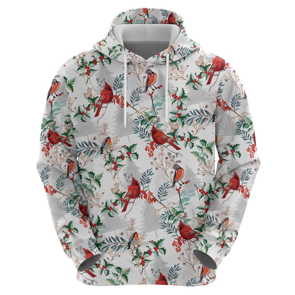 Cardinal Christmas White Hoodie Xmas Pattern LT01