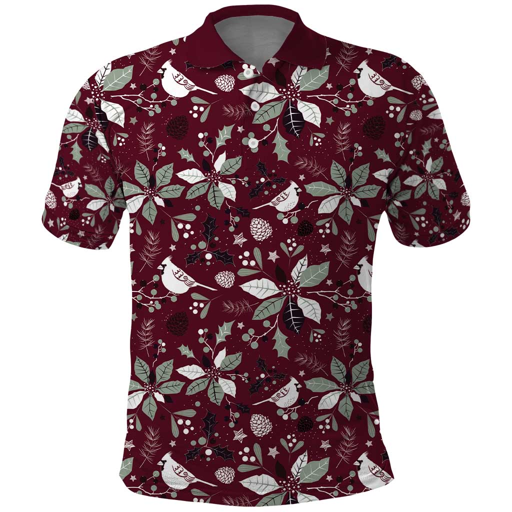 Cardinal Christmas Wine Red Polo Shirt Xmas Pattern LT01