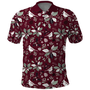 Cardinal Christmas Wine Red Polo Shirt Xmas Pattern LT01