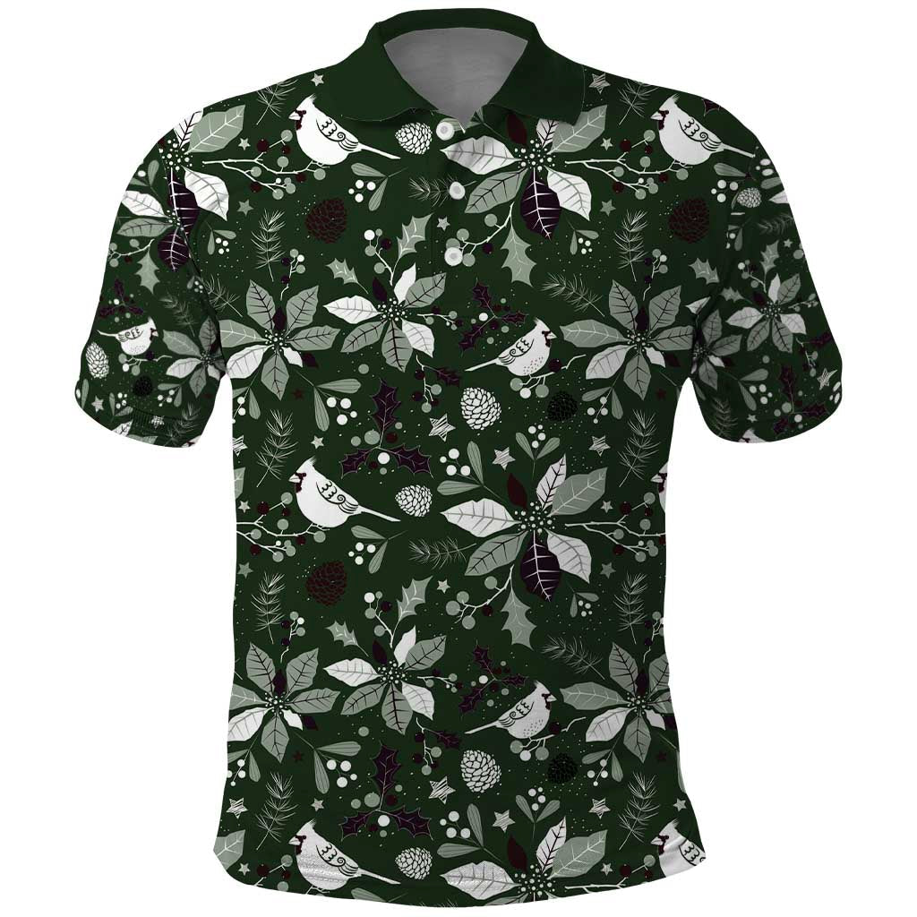 Cardinal Christmas Green Polo Shirt Xmas Pattern LT01