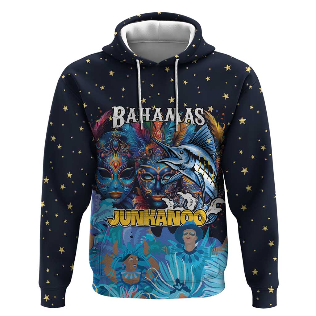 Personalized Bahamas Junkanoo Hoodie Bahamian Mask Blue Marlin LT01