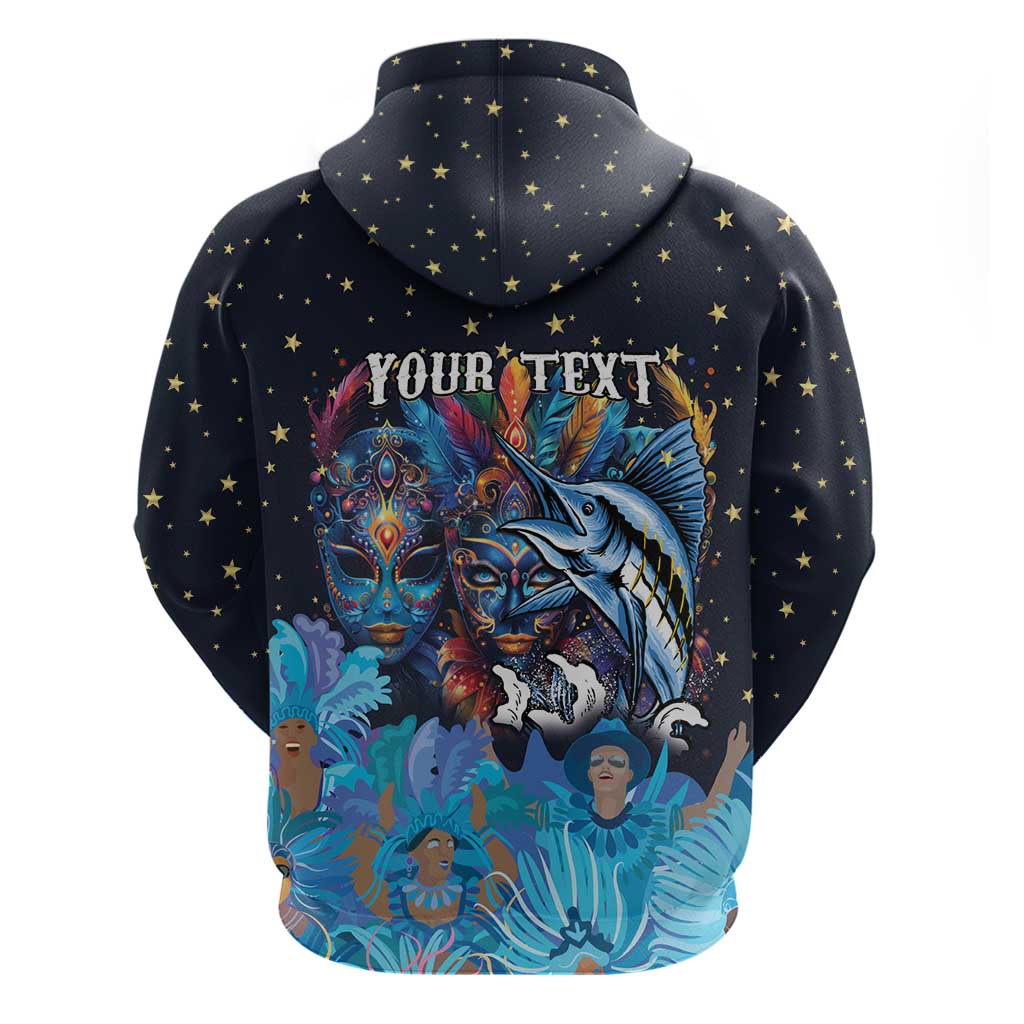 Personalized Bahamas Junkanoo Hoodie Bahamian Mask Blue Marlin LT01