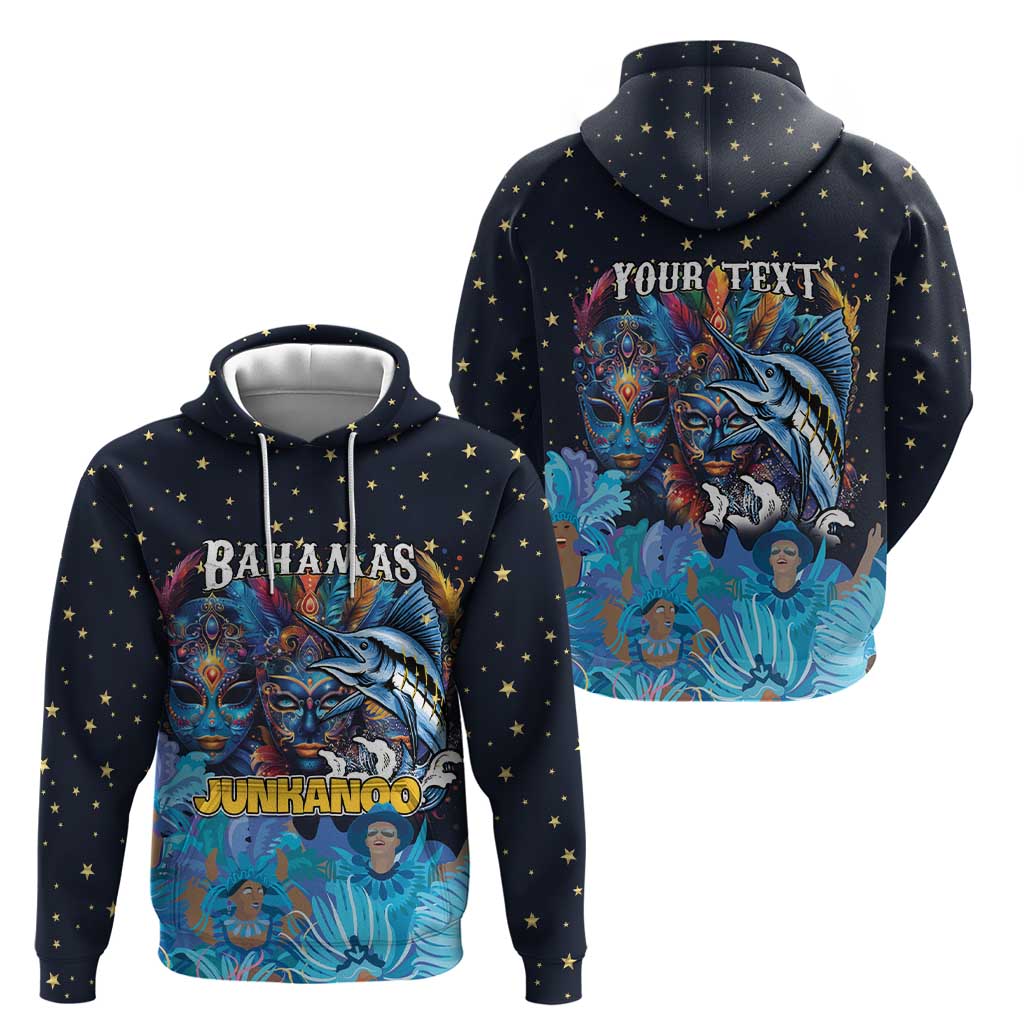 Personalized Bahamas Junkanoo Hoodie Bahamian Mask Blue Marlin LT01