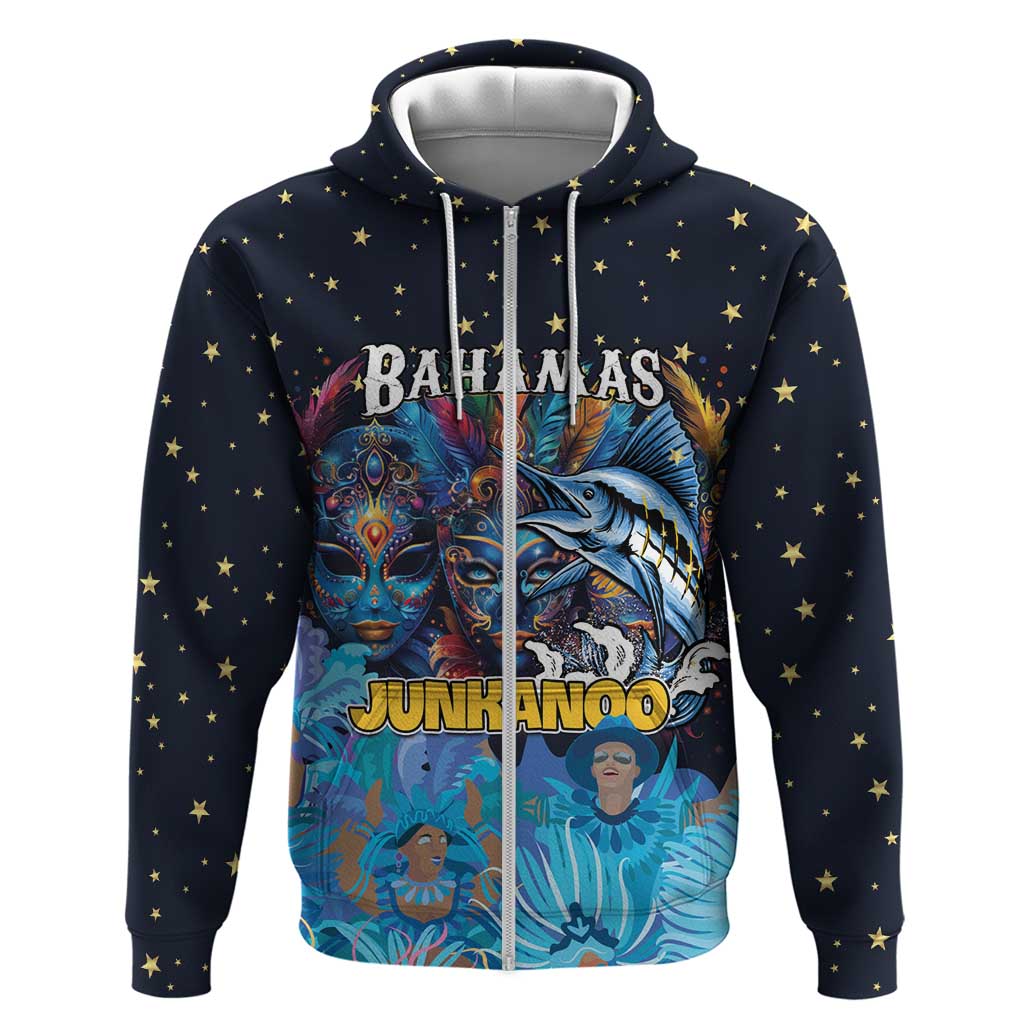 Personalized Bahamas Junkanoo Hoodie Bahamian Mask Blue Marlin LT01