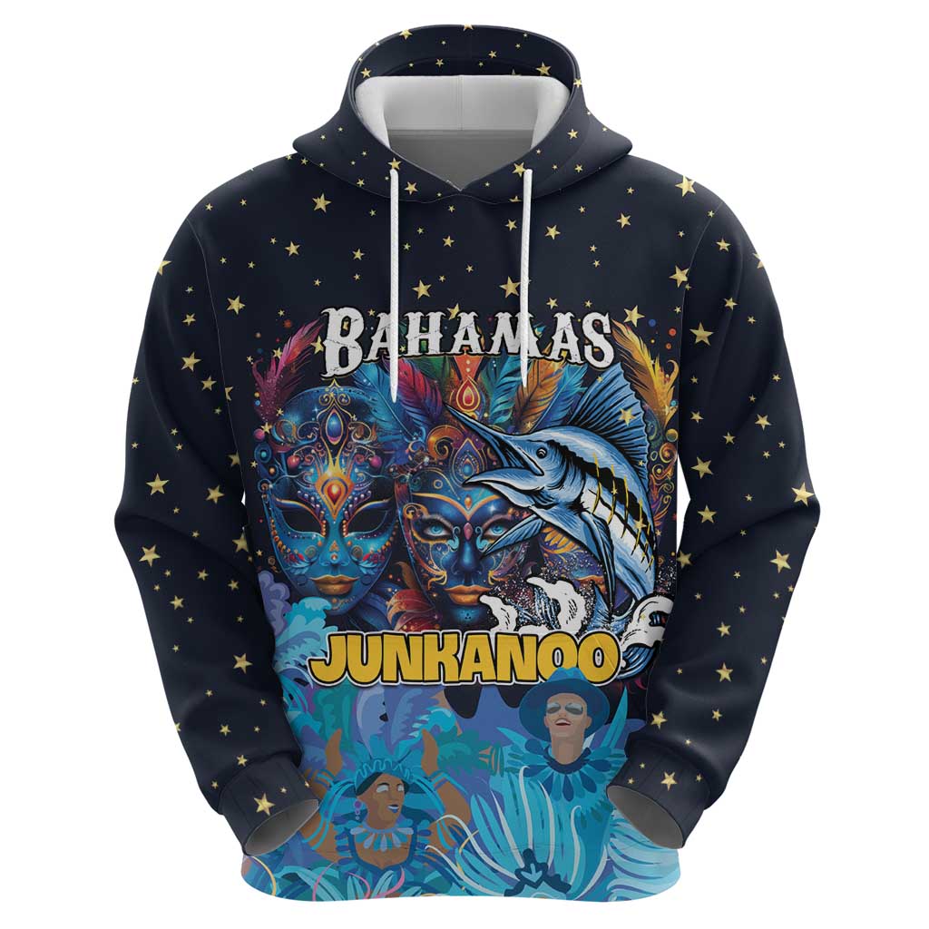 Personalized Bahamas Junkanoo Hoodie Bahamian Mask Blue Marlin LT01