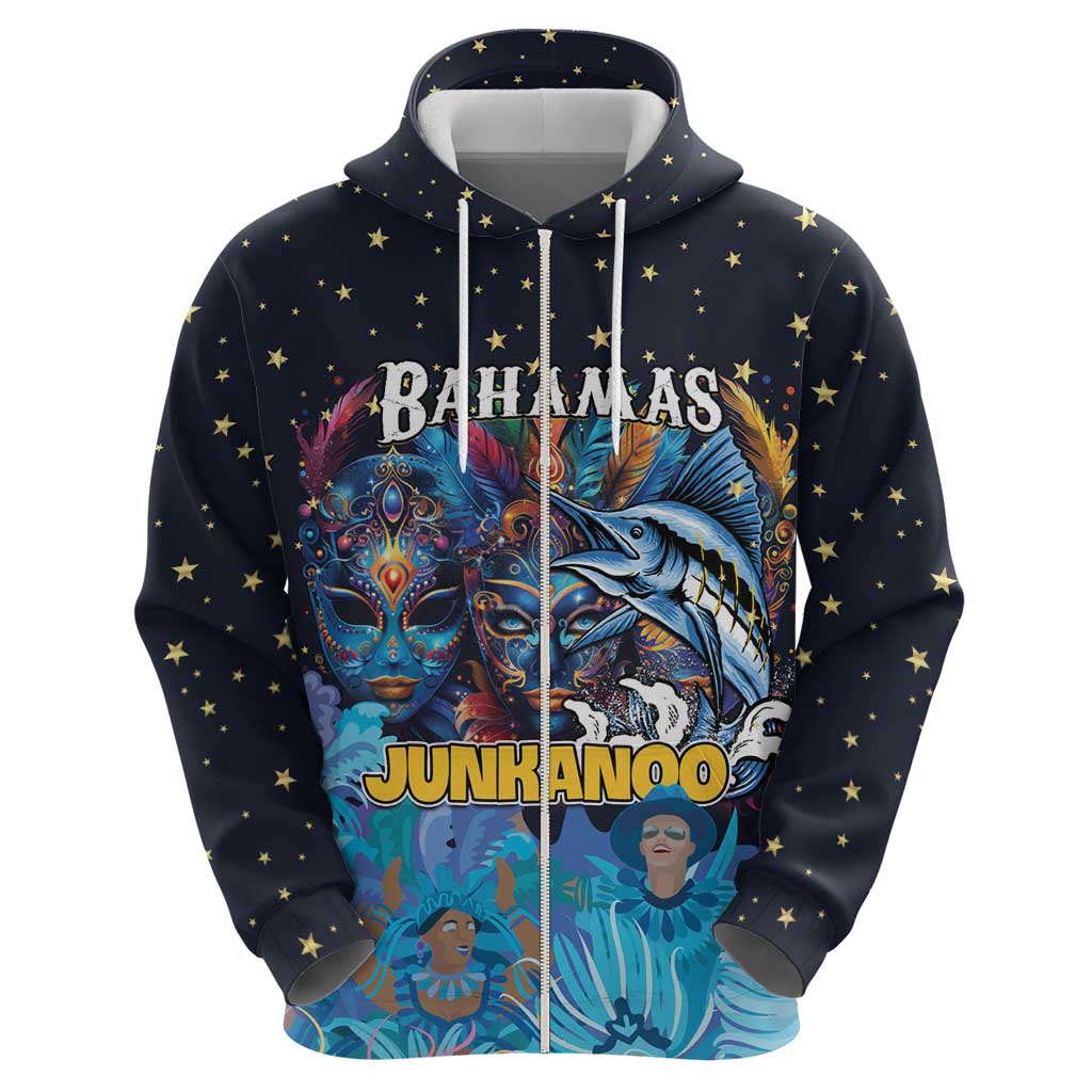 Personalized Bahamas Junkanoo Hoodie Bahamian Mask Blue Marlin LT01