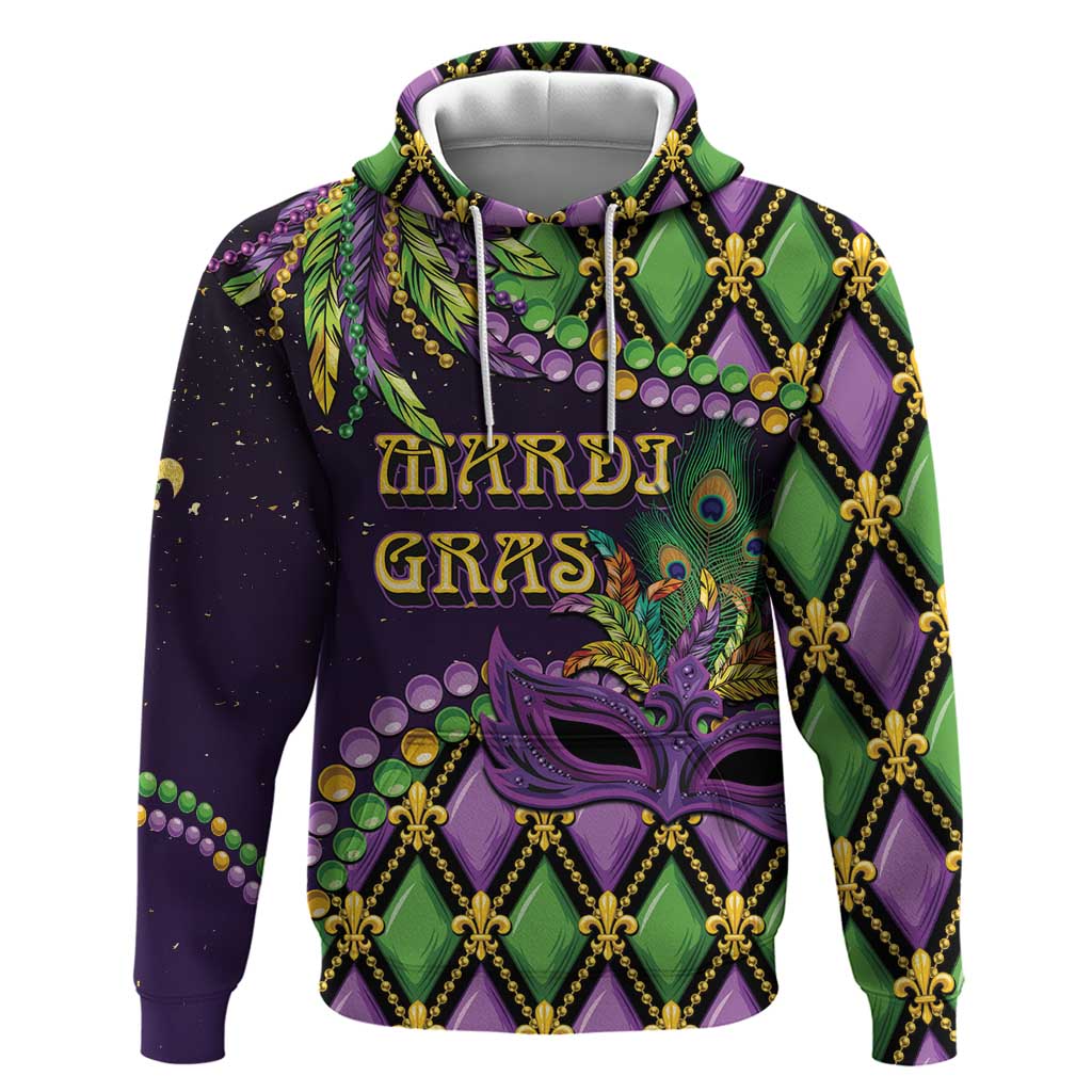 Personalized Mardi Gras Hoodie Luxury Mask Fleur De Lis LT01