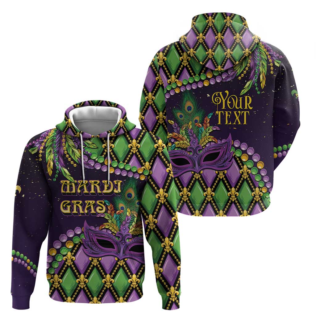 Personalized Mardi Gras Hoodie Luxury Mask Fleur De Lis LT01