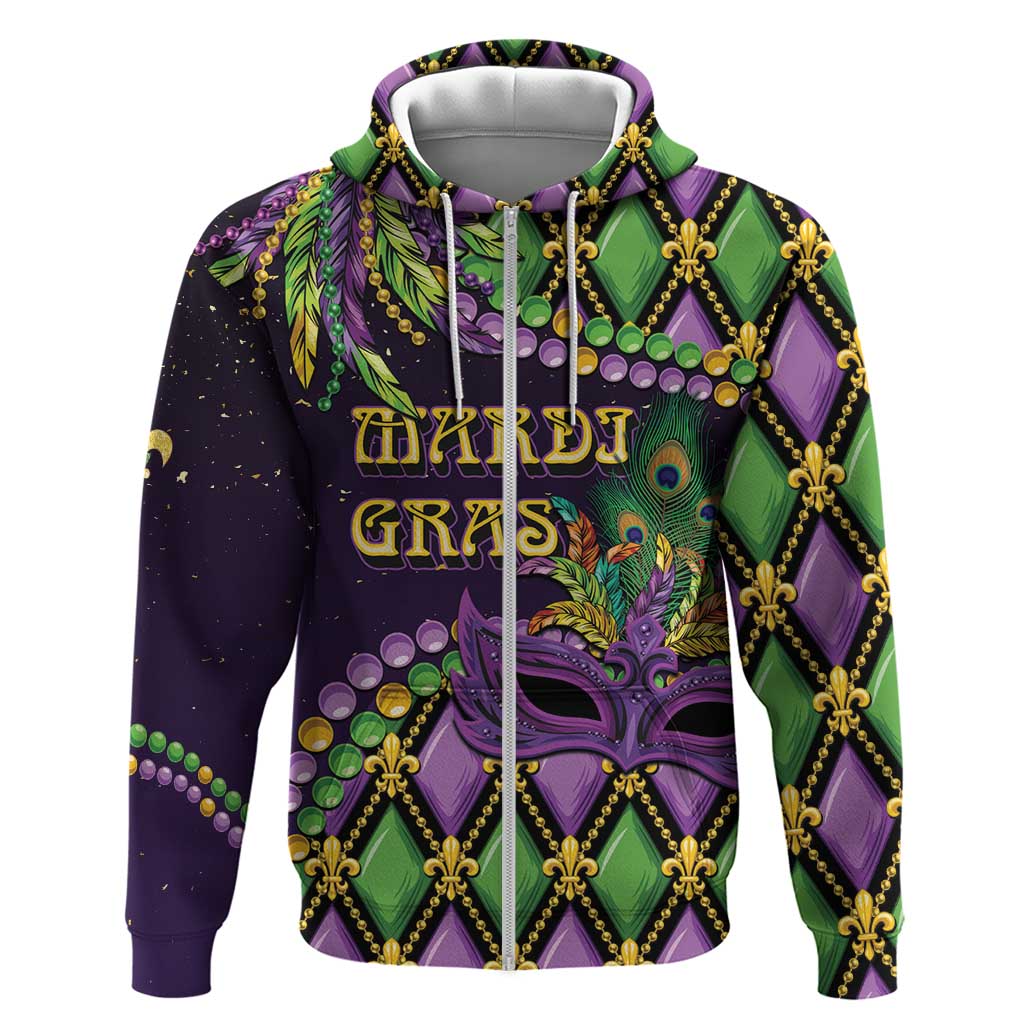 Personalized Mardi Gras Hoodie Luxury Mask Fleur De Lis LT01