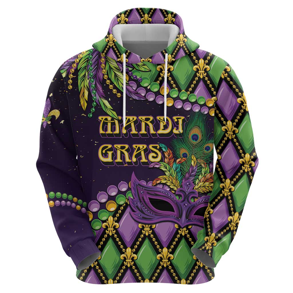 Personalized Mardi Gras Hoodie Luxury Mask Fleur De Lis LT01
