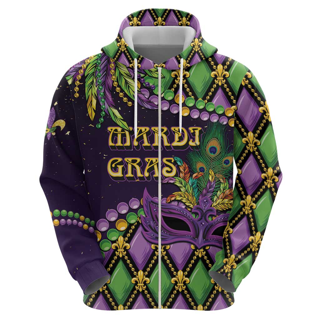 Personalized Mardi Gras Hoodie Luxury Mask Fleur De Lis LT01