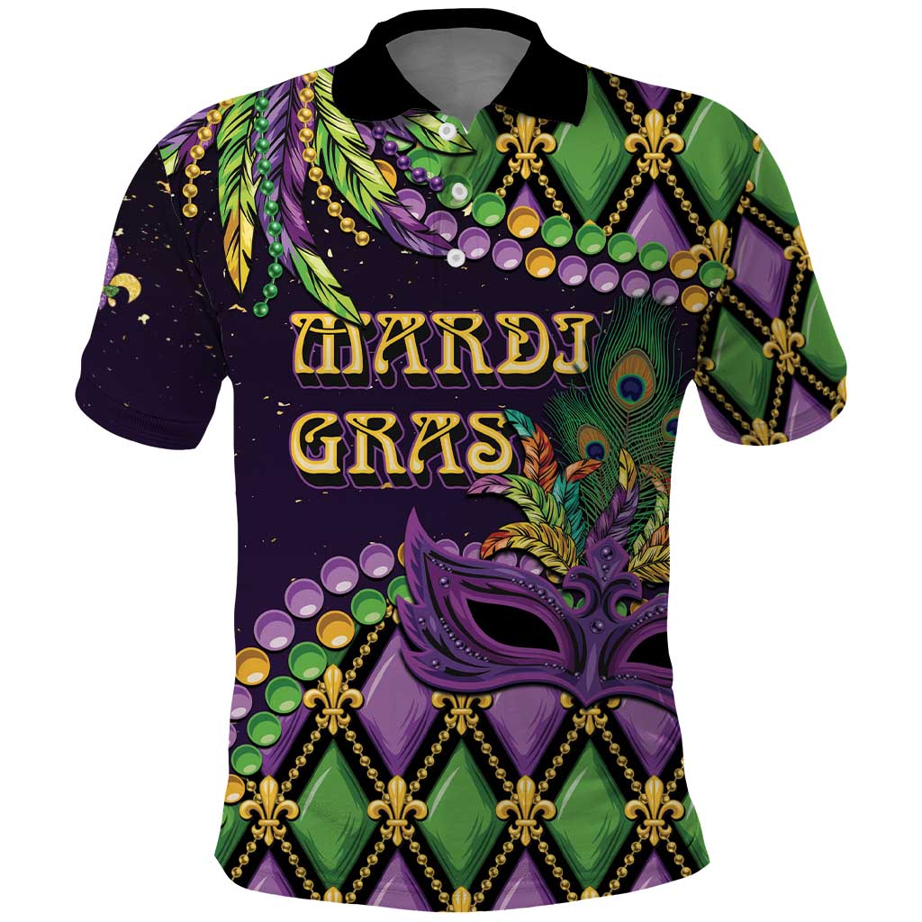 Personalized Mardi Gras Polo Shirt Luxury Mask Fleur De Lis LT01
