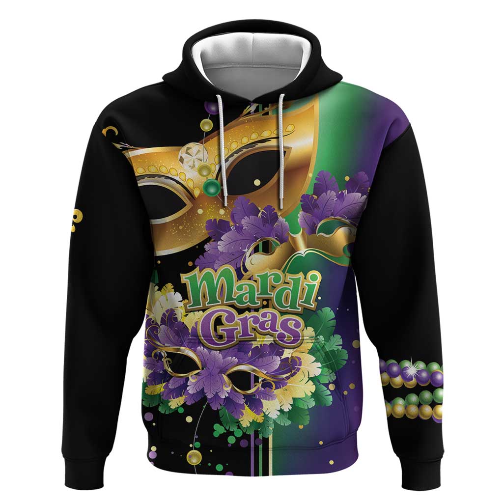 Personalized Mardi Gras Hoodie Carnival Feathers Masks LT01