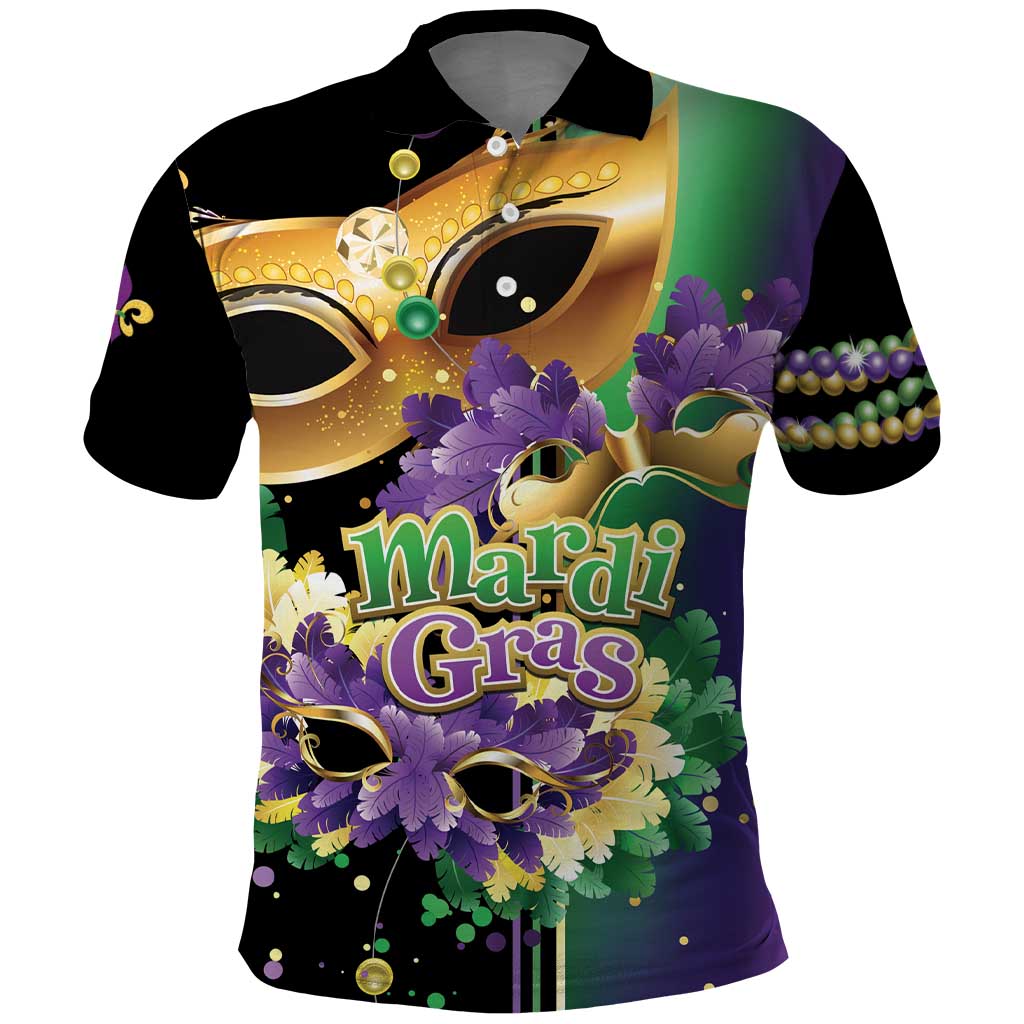 Personalized Mardi Gras Polo Shirt Carnival Feathers Masks LT01