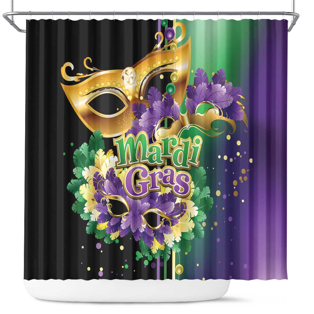 Mardi Gras Shower Curtain Carnival Feathers Masks LT01
