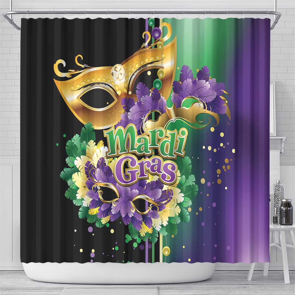 Mardi Gras Shower Curtain Carnival Feathers Masks LT01