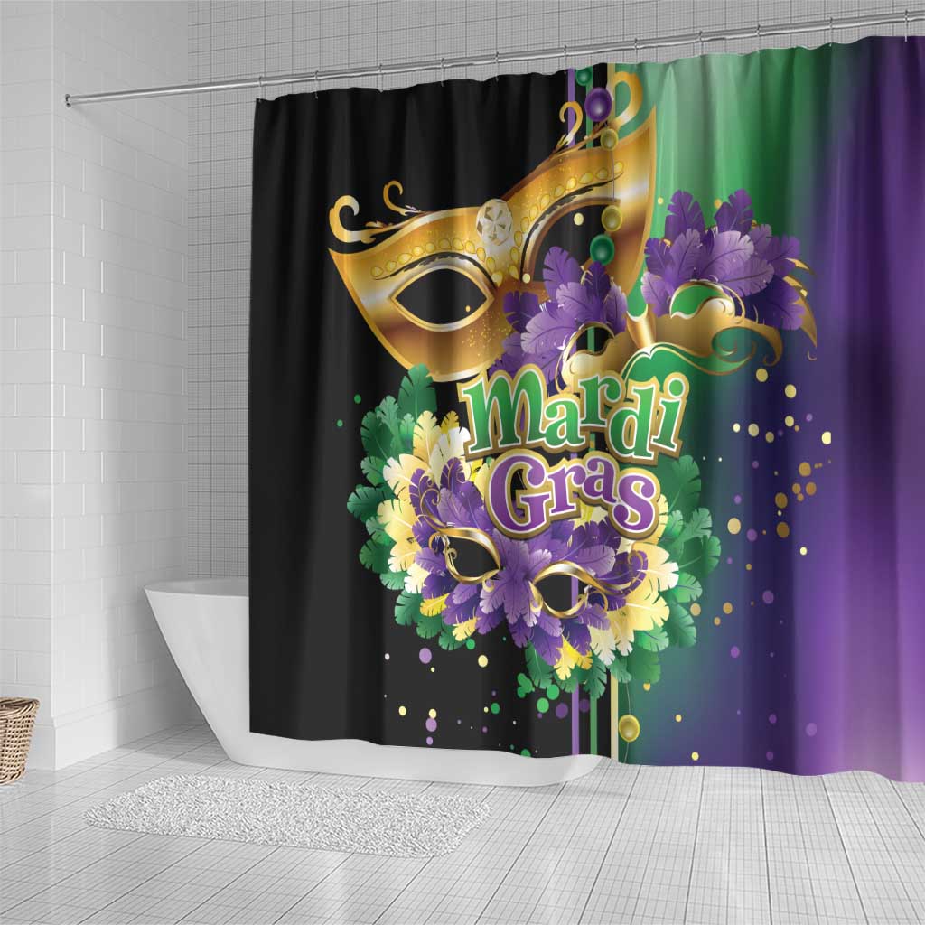 Mardi Gras Shower Curtain Carnival Feathers Masks LT01