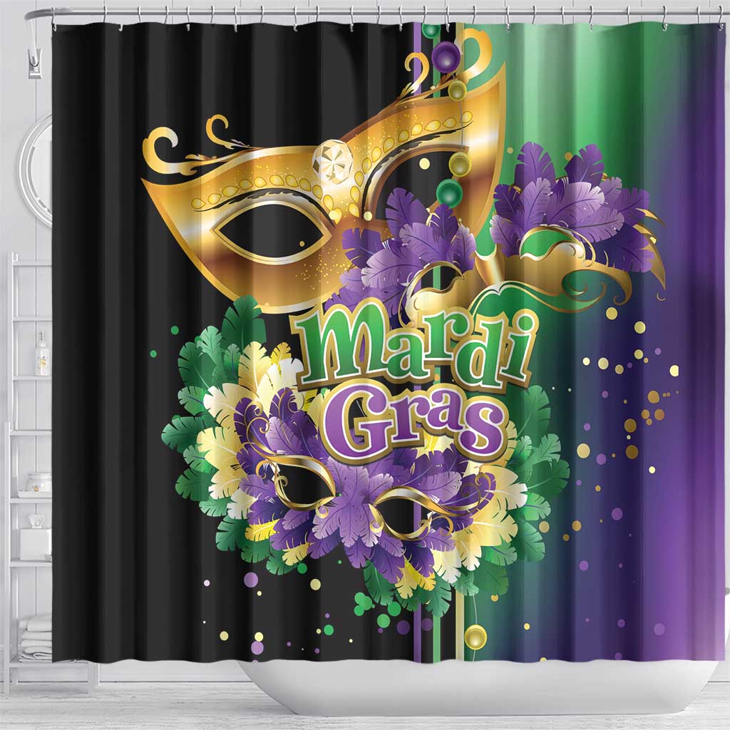 Mardi Gras Shower Curtain Carnival Feathers Masks LT01