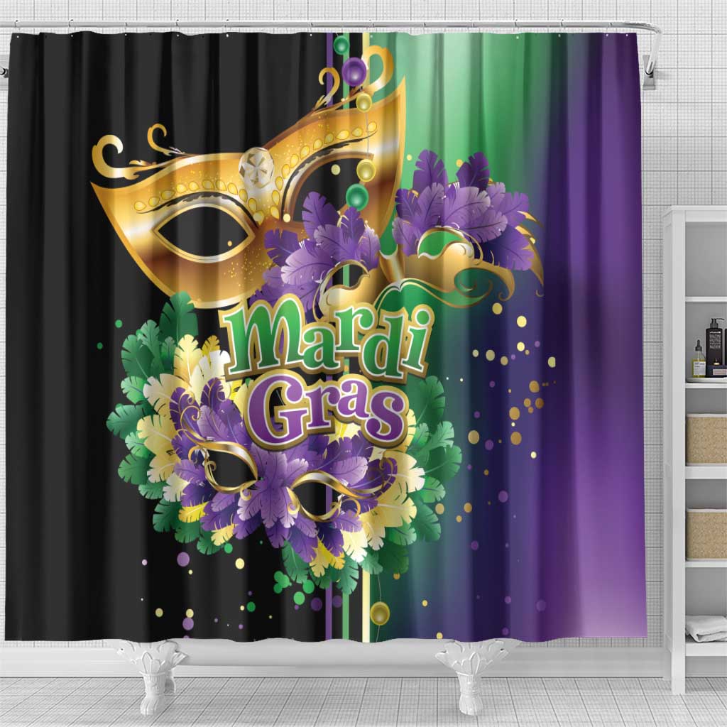 Mardi Gras Shower Curtain Carnival Feathers Masks LT01