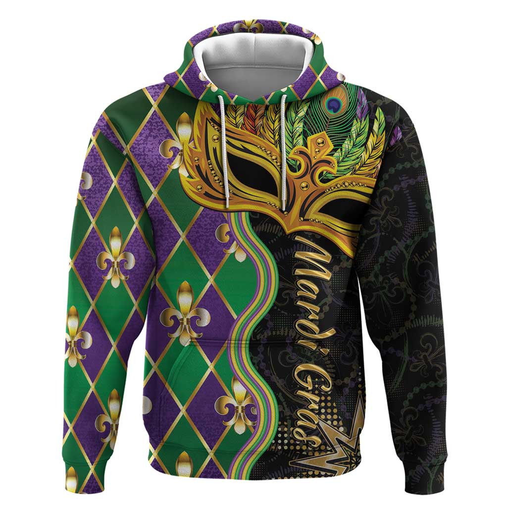Personalized Mardi Gras Hoodie Gold Mask Unique Style LT01