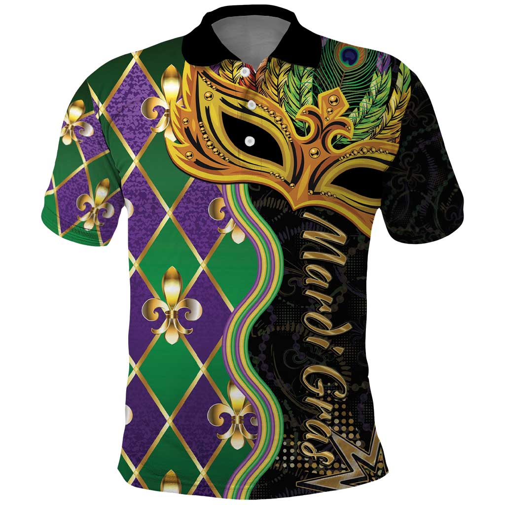 Personalized Mardi Gras Polo Shirt Gold Mask Unique Style LT01