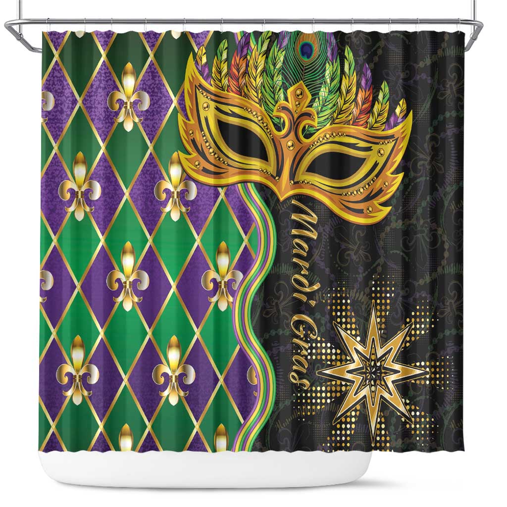 Mardi Gras Shower Curtain Gold Mask Unique Style LT01
