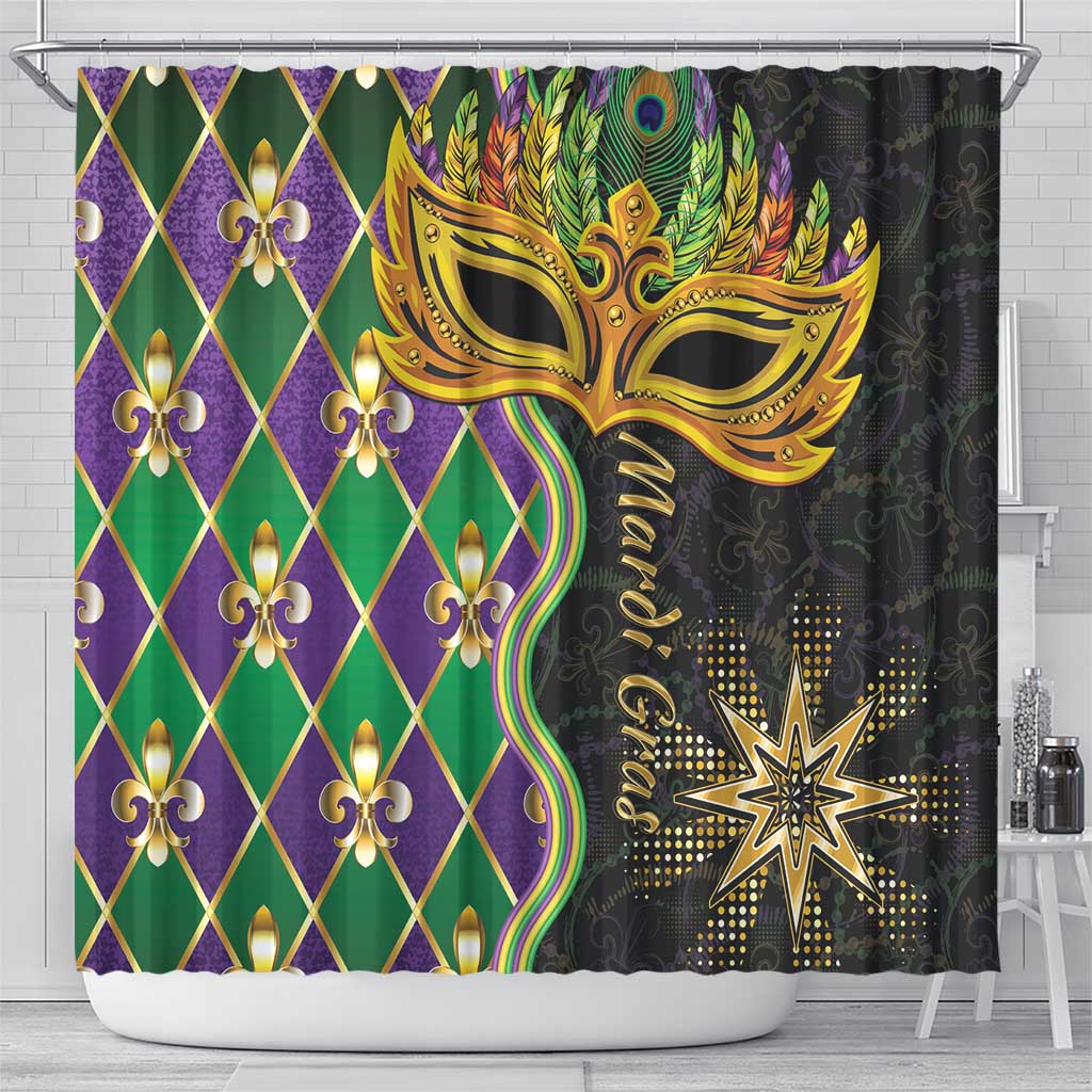 Mardi Gras Shower Curtain Gold Mask Unique Style LT01