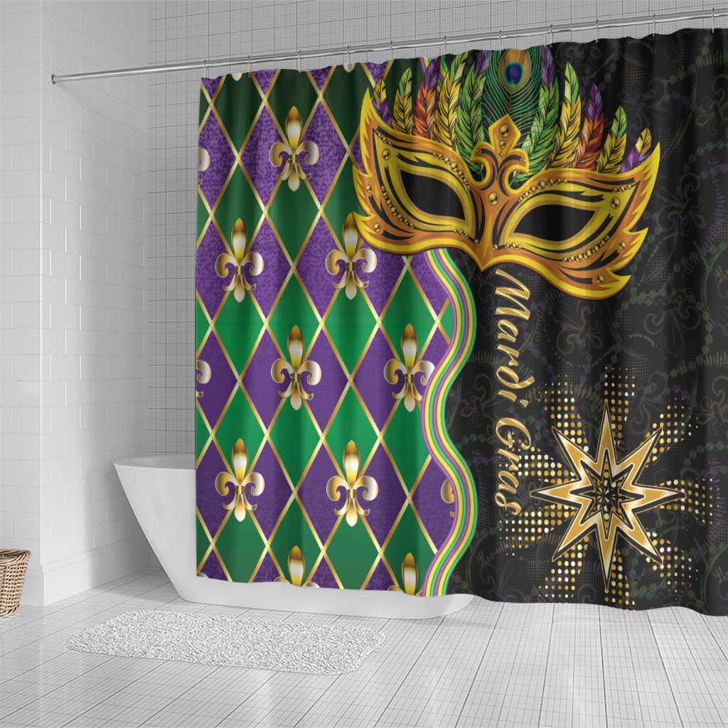 Mardi Gras Shower Curtain Gold Mask Unique Style LT01