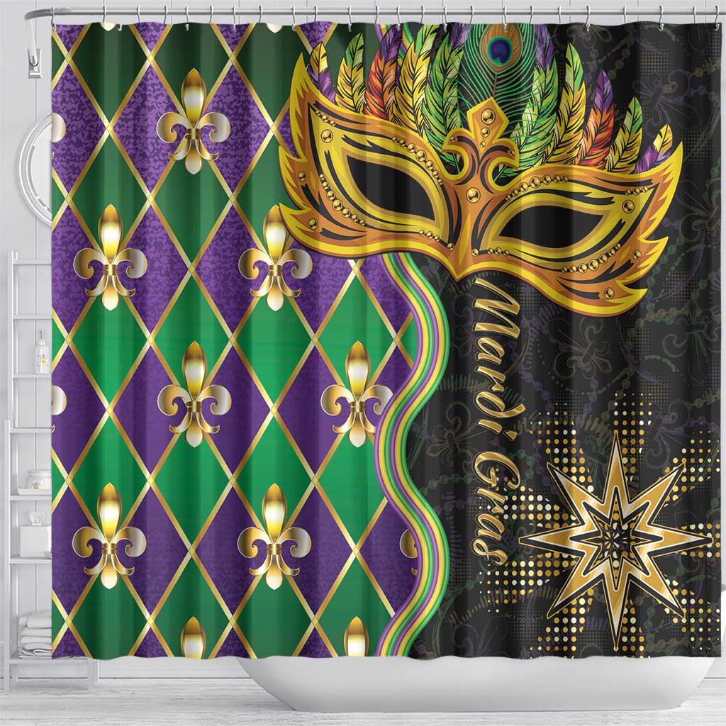 Mardi Gras Shower Curtain Gold Mask Unique Style LT01