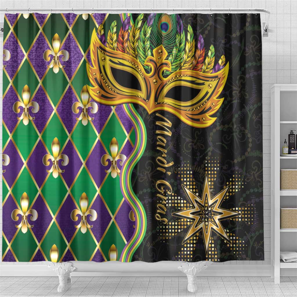 Mardi Gras Shower Curtain Gold Mask Unique Style LT01