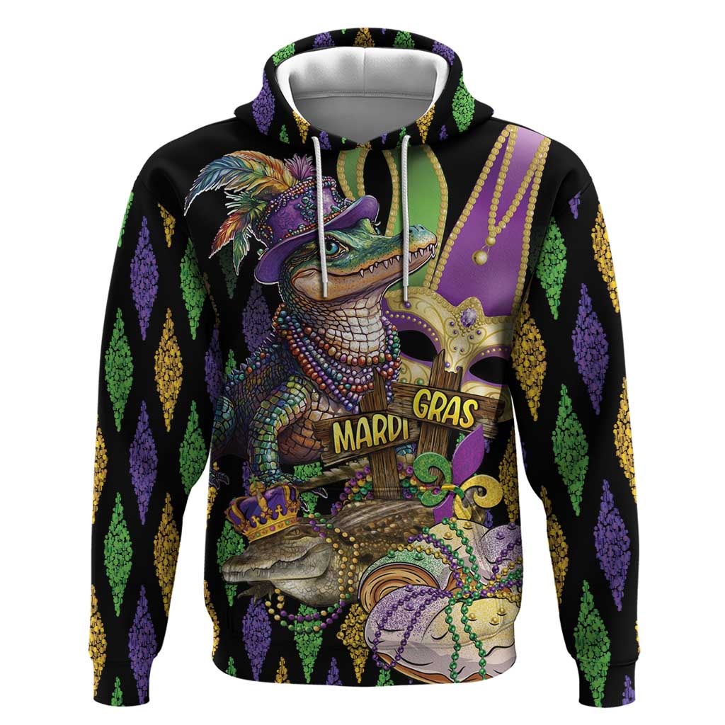 Mardi Gras Alligator Hoodie Fleur De Lis Glitter Style LT01