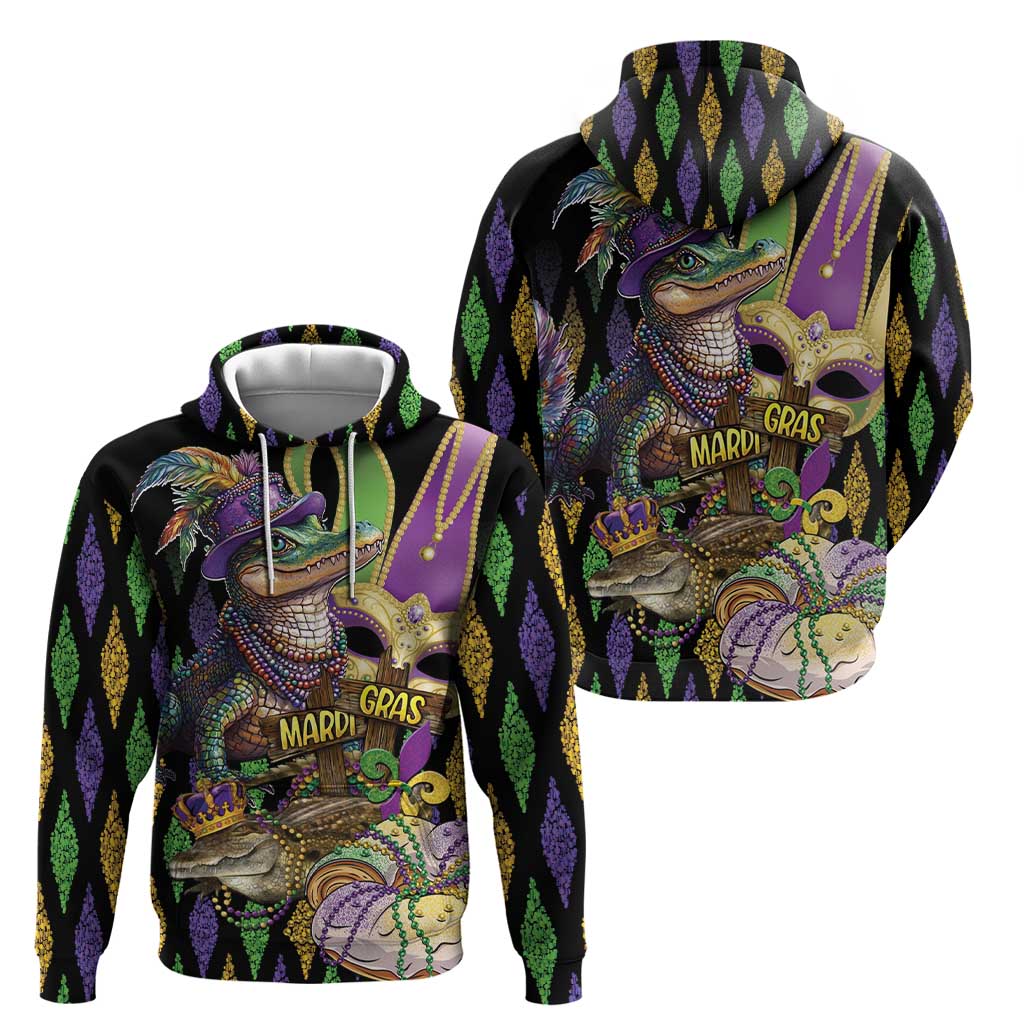 Mardi Gras Alligator Hoodie Fleur De Lis Glitter Style LT01