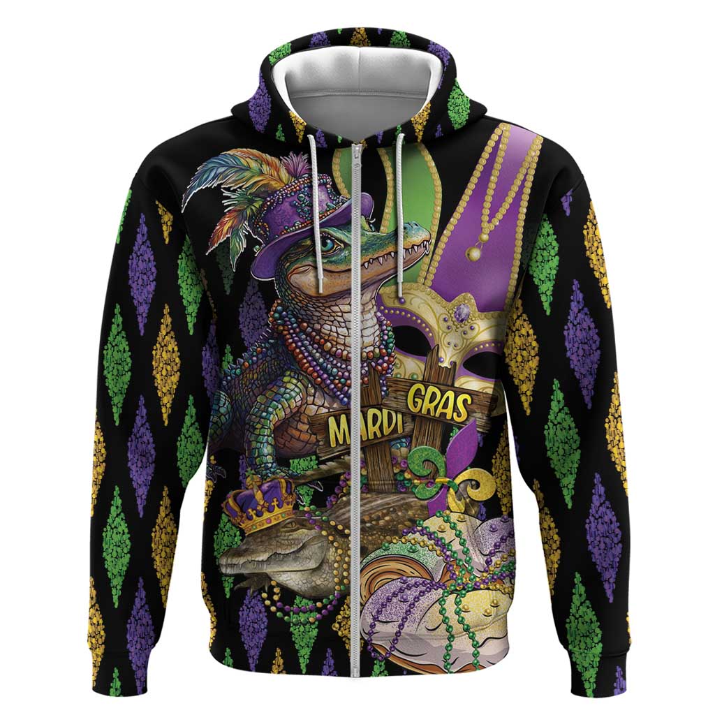 Mardi Gras Alligator Hoodie Fleur De Lis Glitter Style LT01