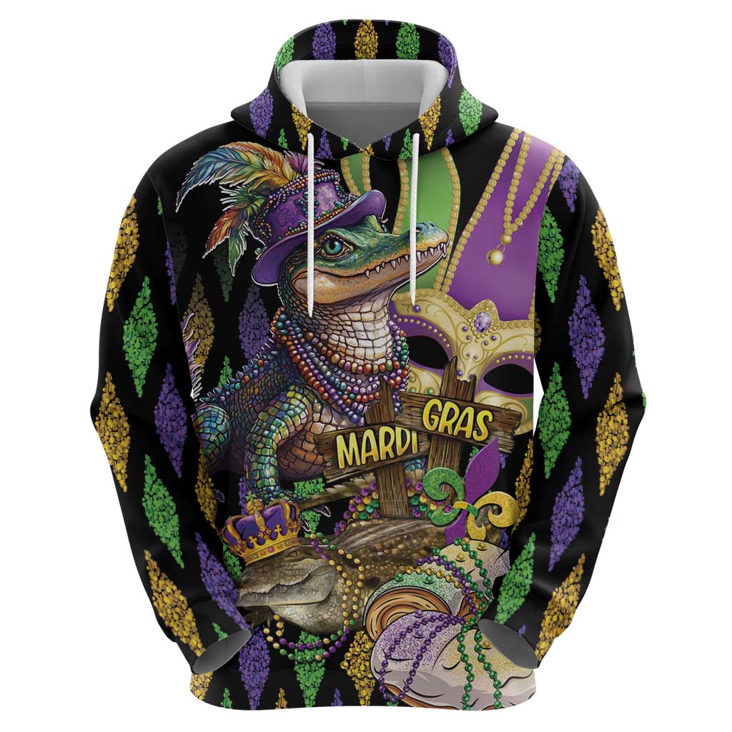 Mardi Gras Alligator Hoodie Fleur De Lis Glitter Style LT01