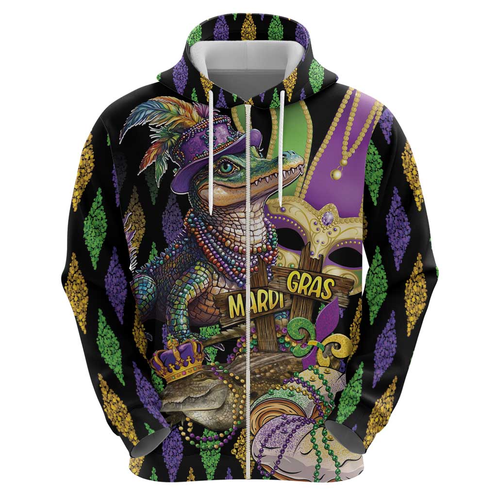 Mardi Gras Alligator Hoodie Fleur De Lis Glitter Style LT01