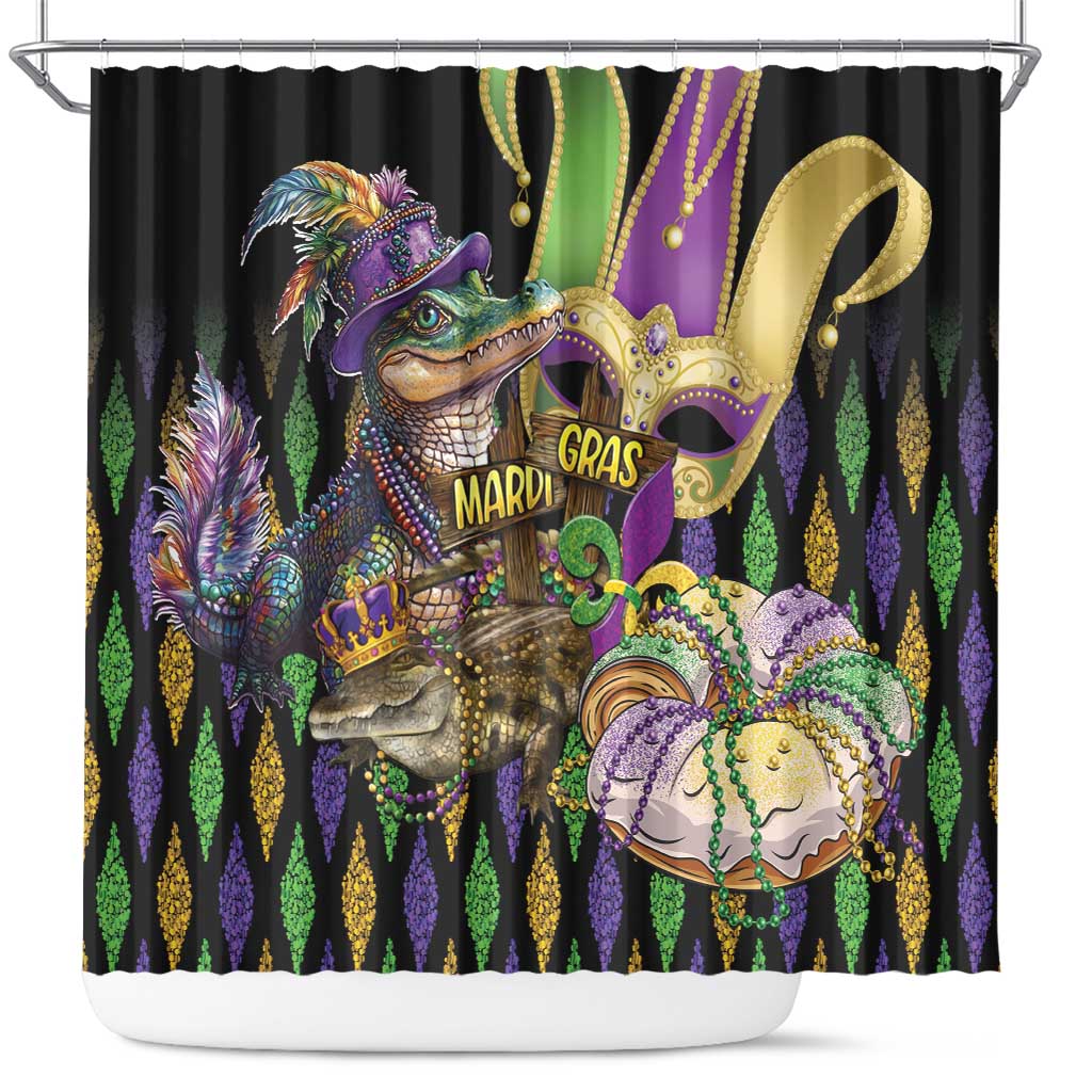 Mardi Gras Alligator Shower Curtain Fleur De Lis Glitter Style LT01