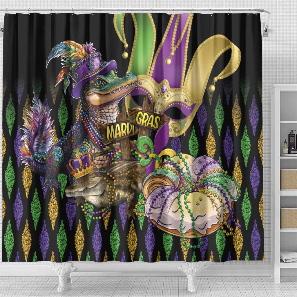 Mardi Gras Alligator Shower Curtain Fleur De Lis Glitter Style LT01