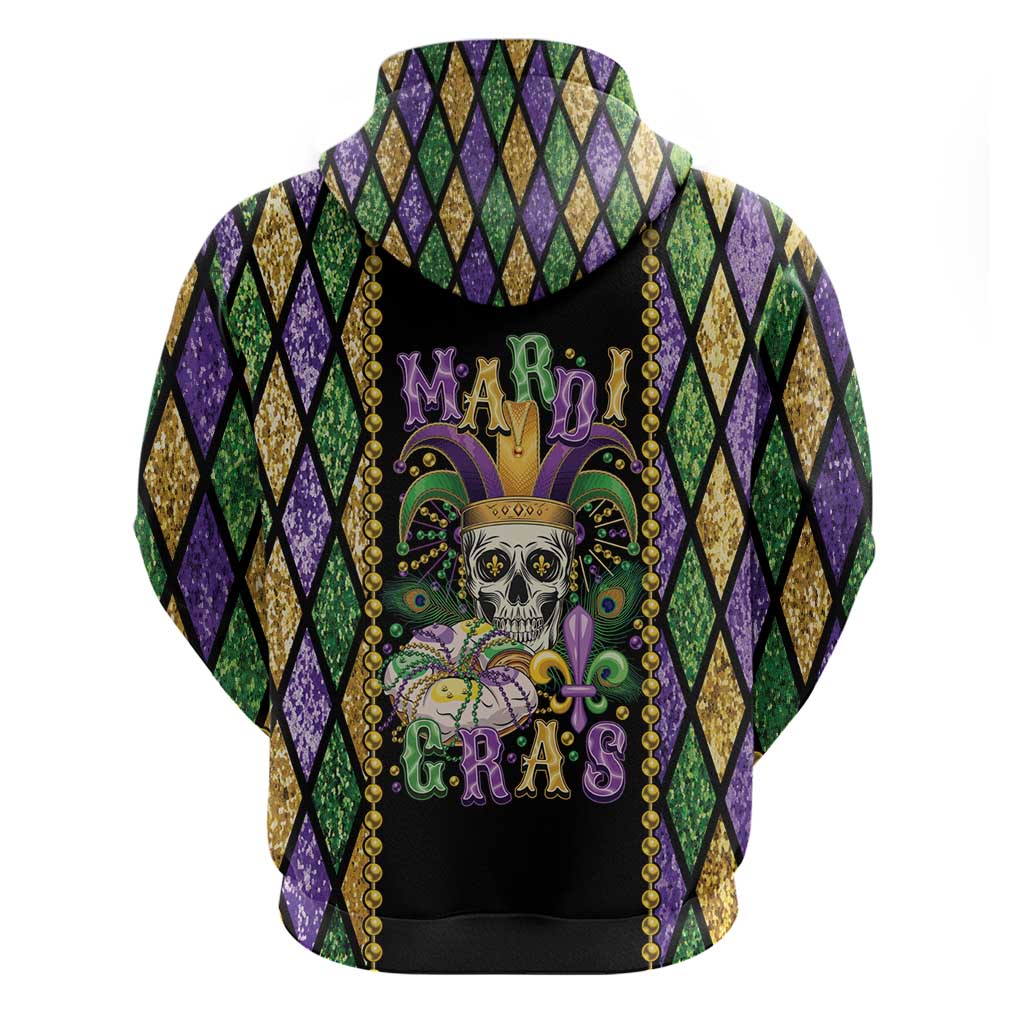 Mardi Gras Skull Hoodie Beads Fleur De Lis LT01