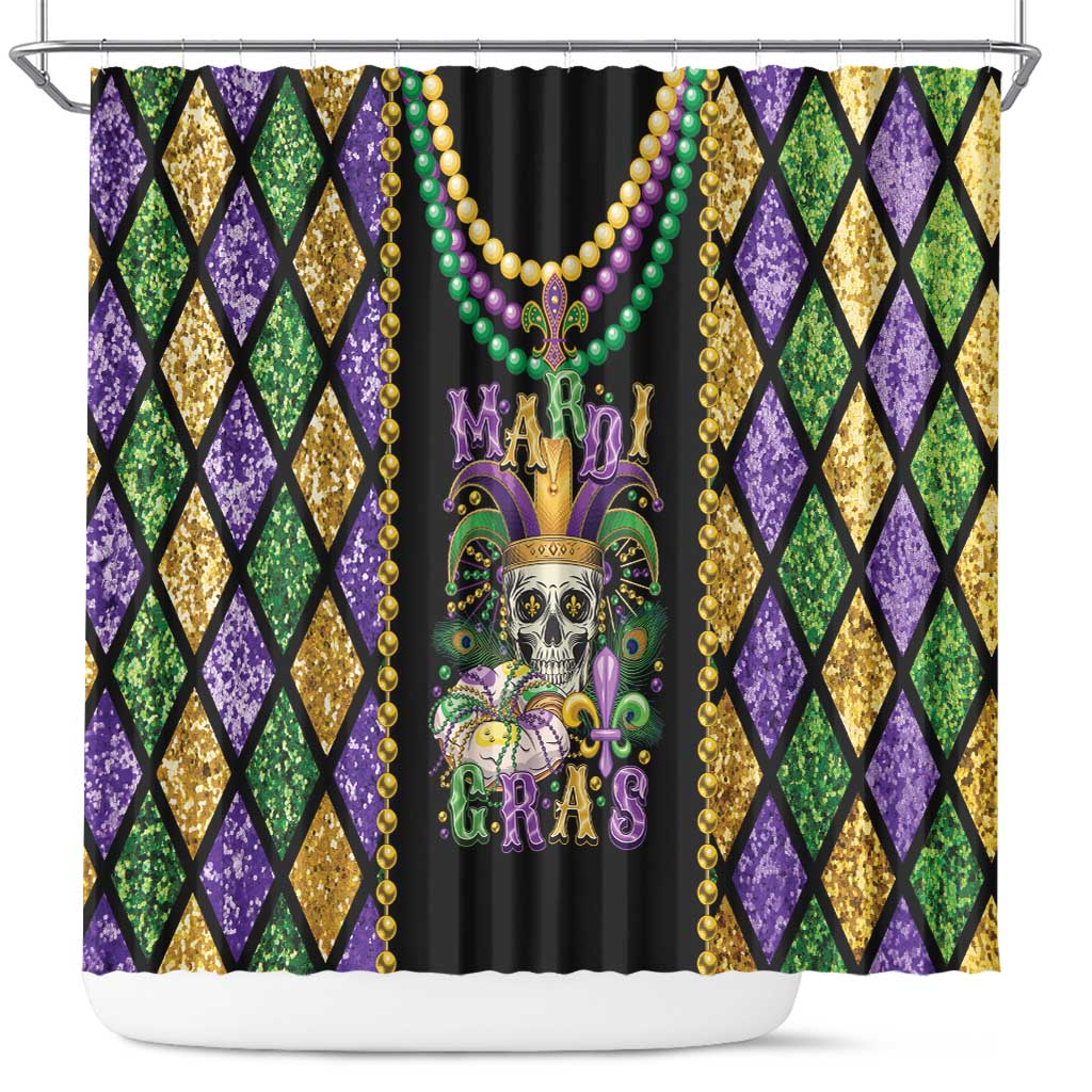 Mardi Gras Skull Shower Curtain Beads Fleur De Lis LT01