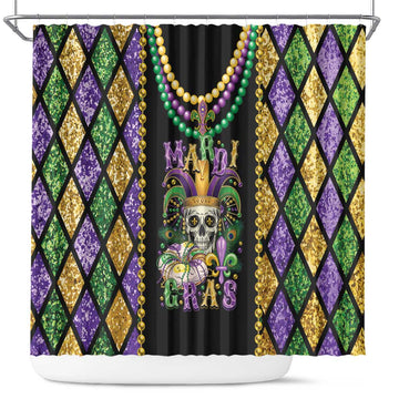 Mardi Gras Skull Shower Curtain Beads Fleur De Lis LT01