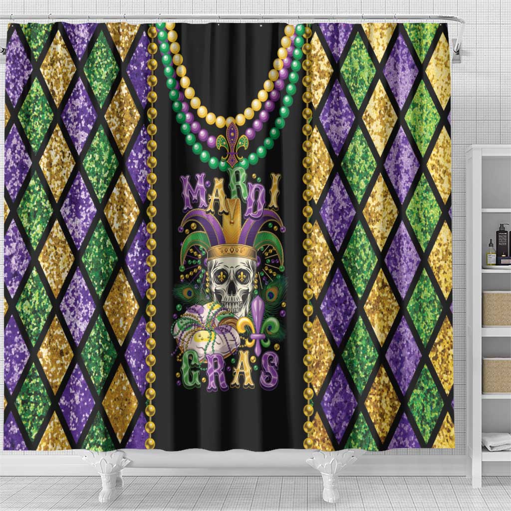 Mardi Gras Skull Shower Curtain Beads Fleur De Lis LT01