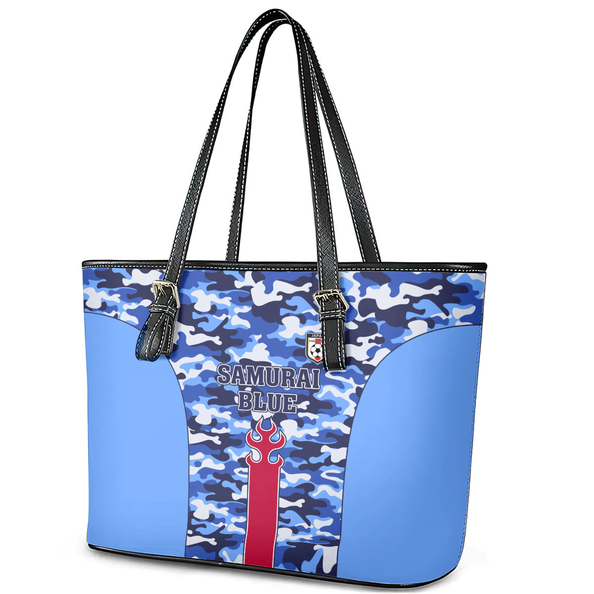 Japan Football Leather Tote Bag Come On Samurai Blue LT01