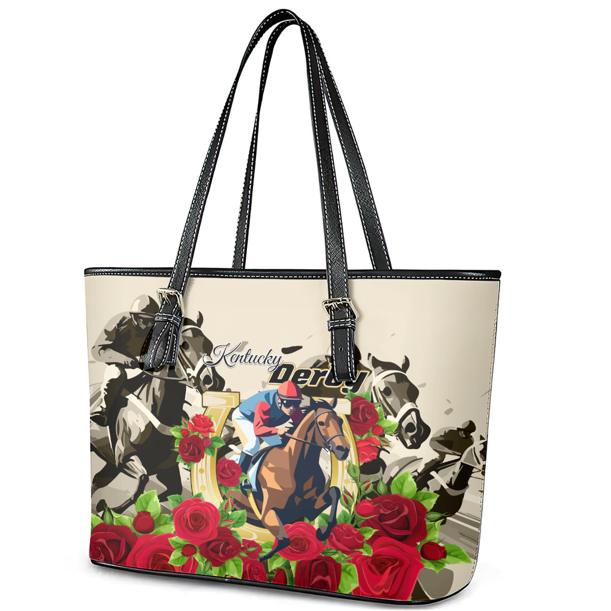 Kentucky Horse Racing Leather Tote Bag The Run for the Roses LT01