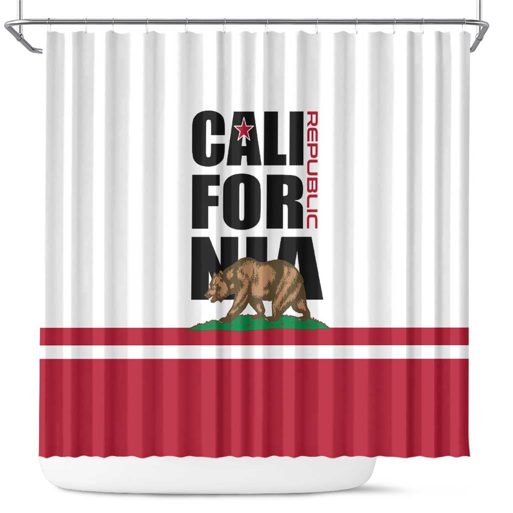 California Republic Shower Curtain Red Star The Bear Flag LT01