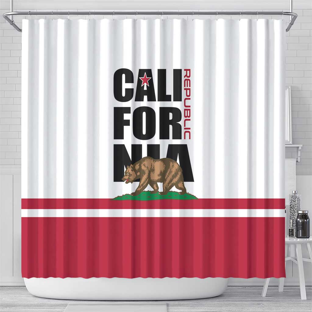 California Republic Shower Curtain Red Star The Bear Flag LT01
