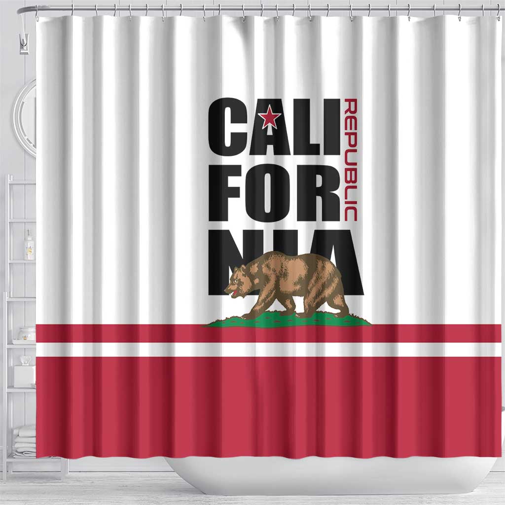 California Republic Shower Curtain Red Star The Bear Flag LT01
