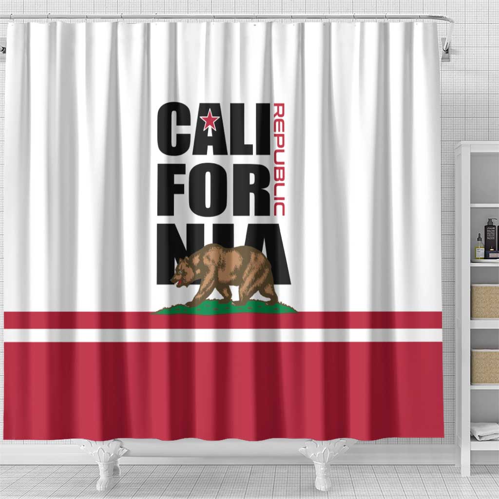 California Republic Shower Curtain Red Star The Bear Flag LT01