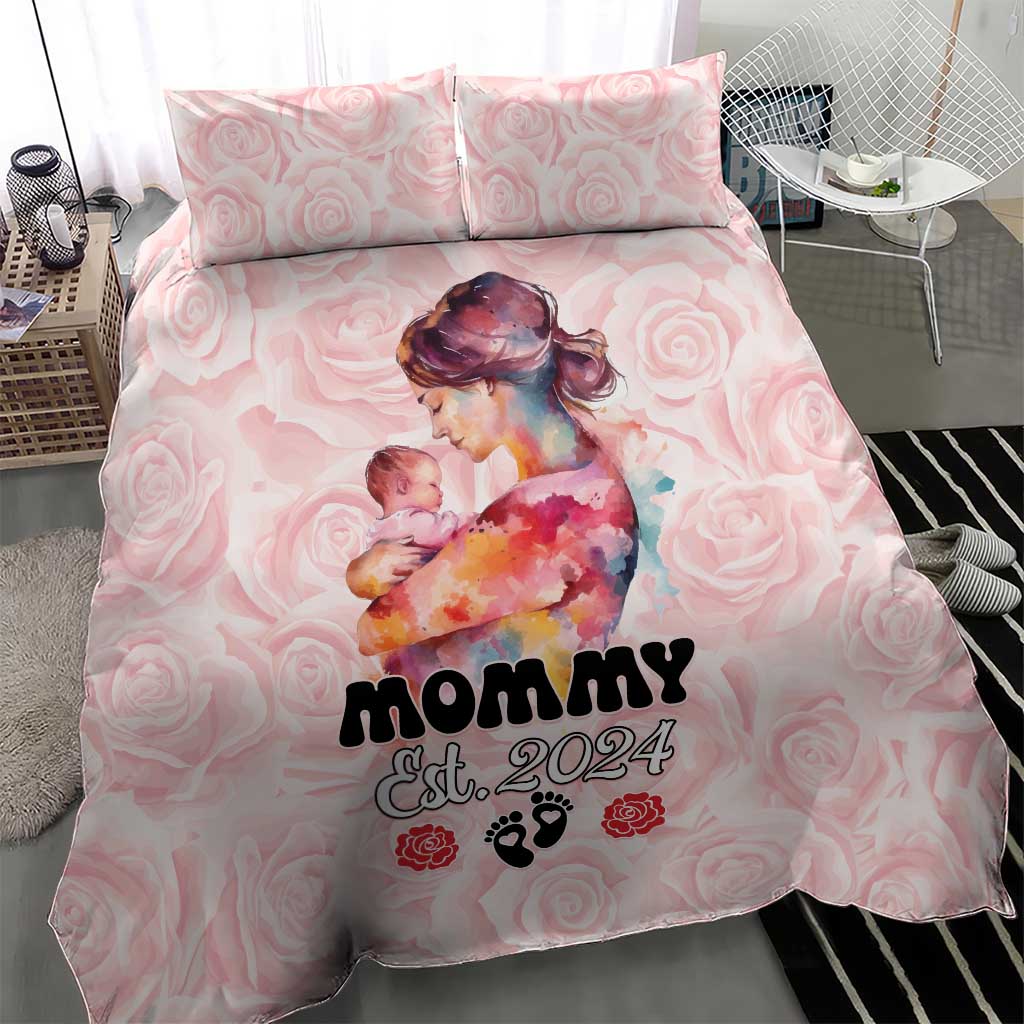 Happy Mother Day Bedding Set Mommy Est 2024 LT01
