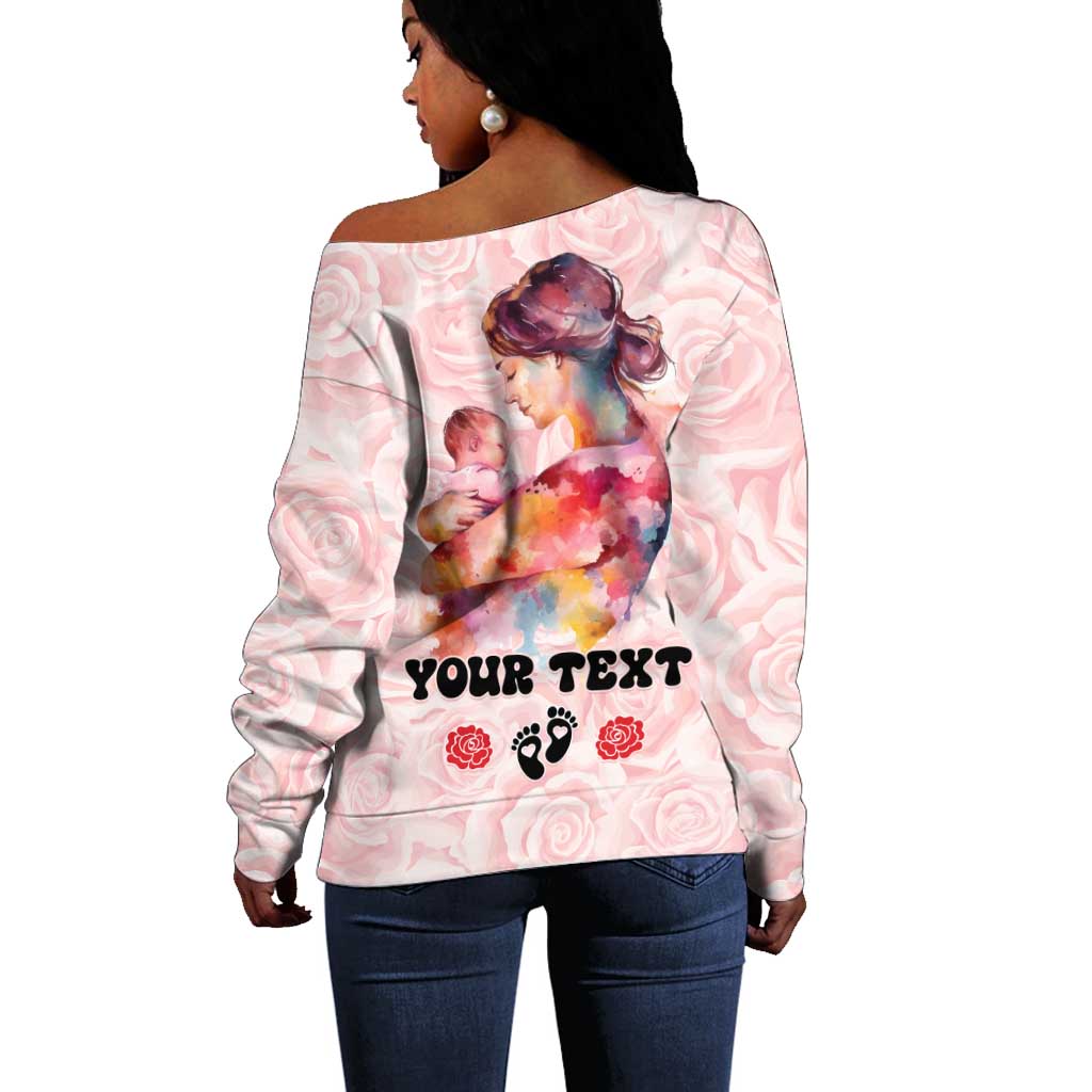Happy Mother Day Off Shoulder Sweater Mommy Est 2024 LT01